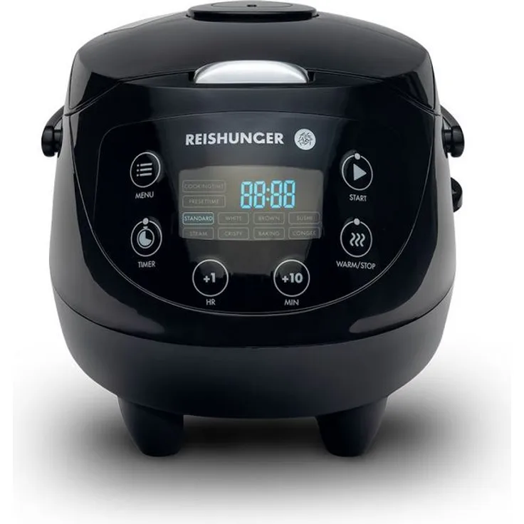 Reishunger Digitaler Mini Reiskocher 542-MDRK-B, 350W, 0,6L Fassungsvermögen, Innentopf mit Keramikbeschichtung 