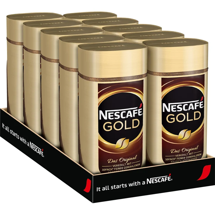 Nescafé Gold Original, löslicher Kaffee, 10er Pack (10 x 100 g) – Bild 1