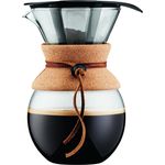 Bodum 11571-109 Pour Over Kaffeebereiter mit Permanentfilter 1 L, Mehrlagig, transparent, 14 x 16,3 x 20,2 cm