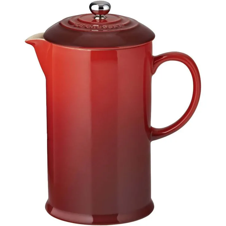 Le Creuset Kaffee-Bereiter-French Press mit Edelstahl-Presseinsatz, 800 ml, Steinzeug, Kirschrot