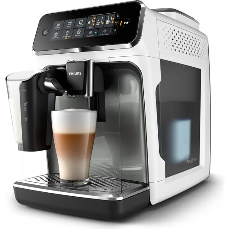 Philips Series 3200 EP3249-70 Kaffeevollautomat, Einsaugsystem, weiß, mit Milchsystem