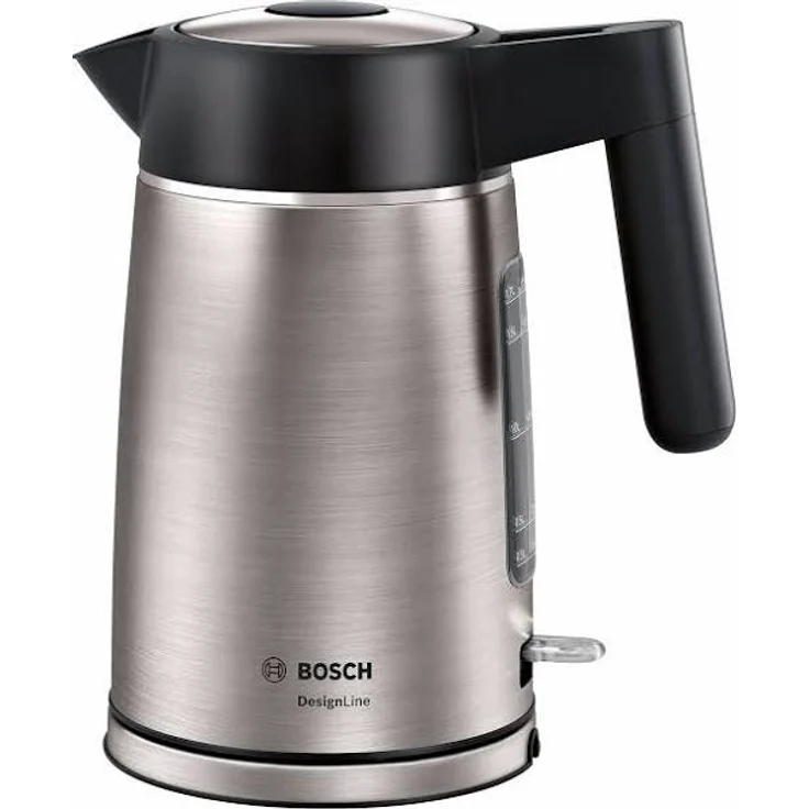 Bosch TWK5P480 DesignLine kabelloser Wasserkocher, Ausgießen ohne Spritzer, Tassenanzeige, extra große Wasserstandsanzeige, Überhitzungsschutz, 1,7 L, 2400 W, Edelstahl – Bild 1
