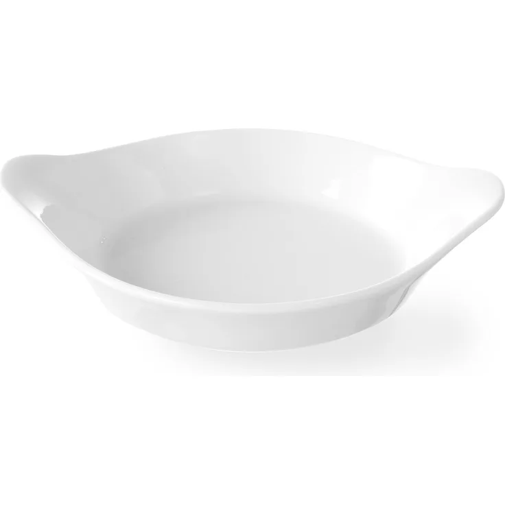 HENDI Ofenform, Rund, Hohe Schlag- und Verschleißfestigkeit, geeignet für Ofen, Mikrowelle, Geschirrspüler, 185x152x(H)40mm, Weiß Porzellan