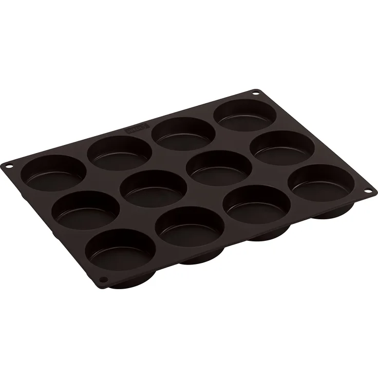 Lurch FlexiForm Burger Buns Silikonbackform für 6 cm Pattys, 12-Fach, Silikon, Braun, Ø