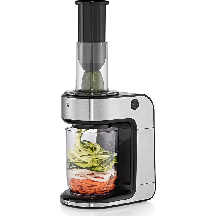 WMF Kult X Spiralschneider elektrisch, Zoodle Maker für Gemüsenudeln, Zucchini Nudeln Schneider, drei Schneideinsätze und Auffangbehälter  – Bild 1