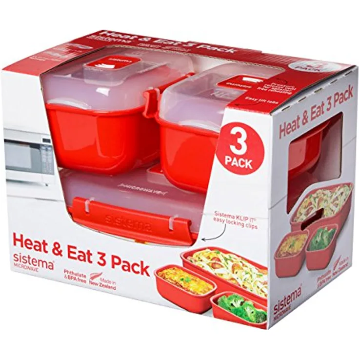 Sistema Mikrowellengeschirr Set Heat & Eat, Plastik, Rot, 23 x 14.1 x 16.4 cm