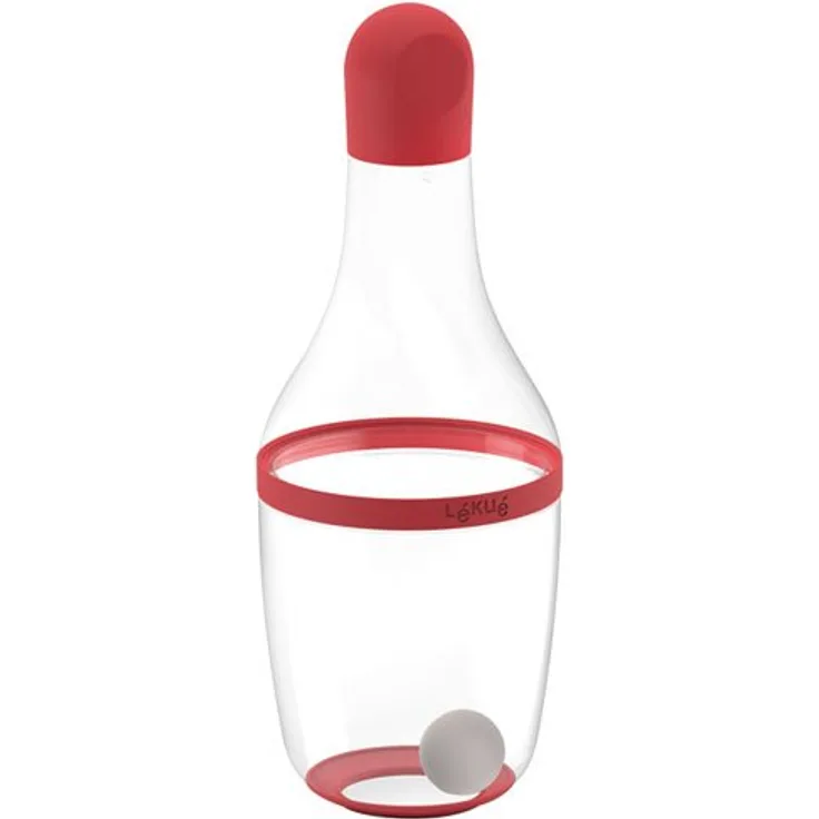 Lékué Dressing-Shaker in rot, Platin-Silikon, 7.2 x 7.2 x 19.1 cm