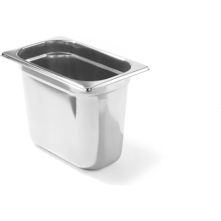 Hendi Gastronormbehälter, Temperaturbeständig von -40° bis 300°C, Heissluftöfen-Kühl- und Tiefkühlschränken-Chafing Dishes-Bain Marie, Stapelbar, 5,5L, GN 1-4, 265x162H200mm, Edelstahl 18-10