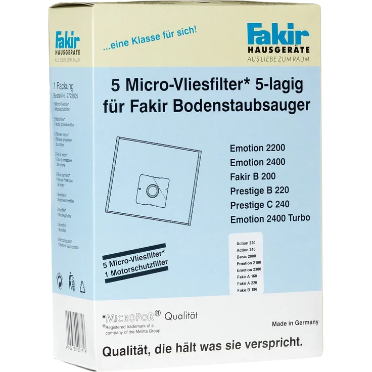 Fakir 2722805 - A 160 Öko Power Micro-Vliesfilter Pack A 5