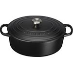 Le Creuset Signature Gusseisen-Bräter mit Deckel, Durchmesser 27 cm, Oval, Für alle Herdarten und Induktion geeignet, Volumen: 4,1 l, schwarz matt 