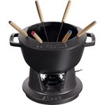 Staub 14002023 Fondue-Set, Induktionsgeeignet, Gusseisen, Schwarz