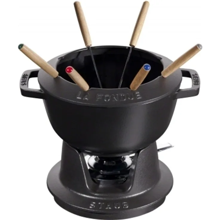 Staub 14002023 Fondue-Set, Induktionsgeeignet, Gusseisen, Schwarz