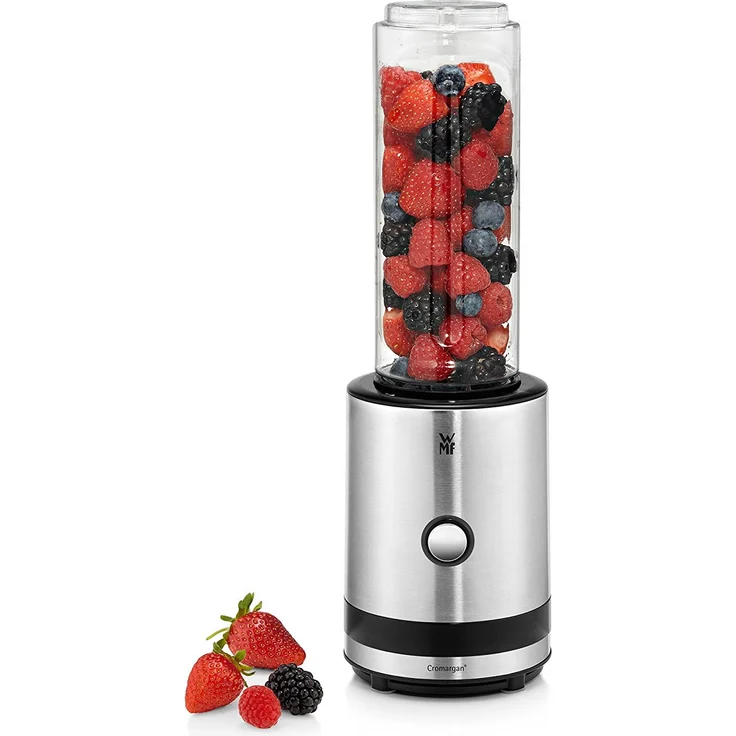 WMF KÜCHENminis Smoothie-to-go, Mini Standmixer mit zwei Mix-Trinkbehältern 0,6l, 300 W, cromargan matt-silber – Bild 3