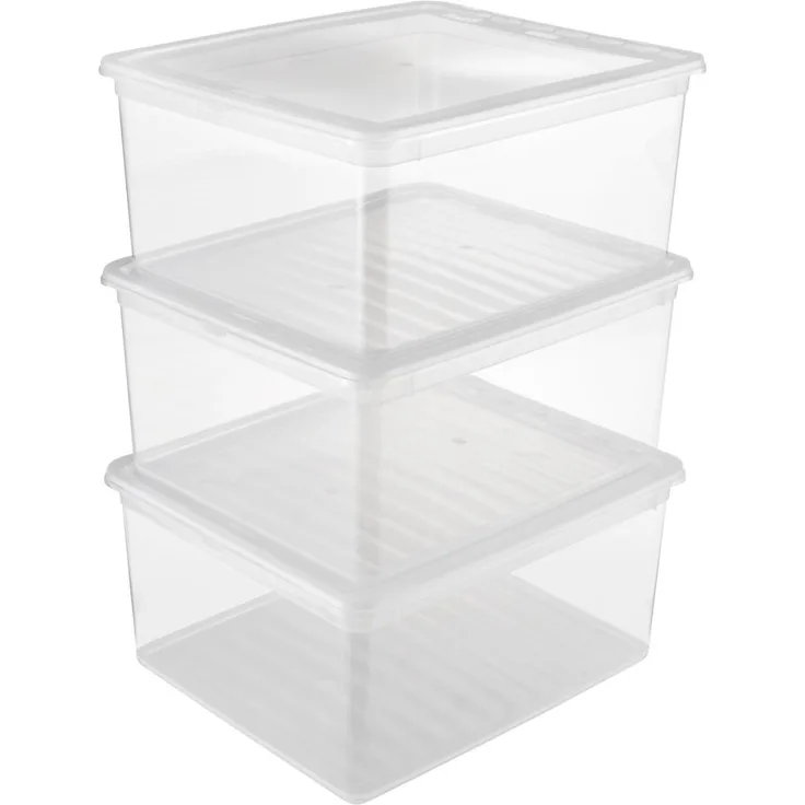 keeeper Aufbewahrungsboxen mit Air Control System, 3-teiliges Set, Höhe: 18 cm, 3 x 18 l, 39 x 33,5 x 18 cm, Bea, Transparent