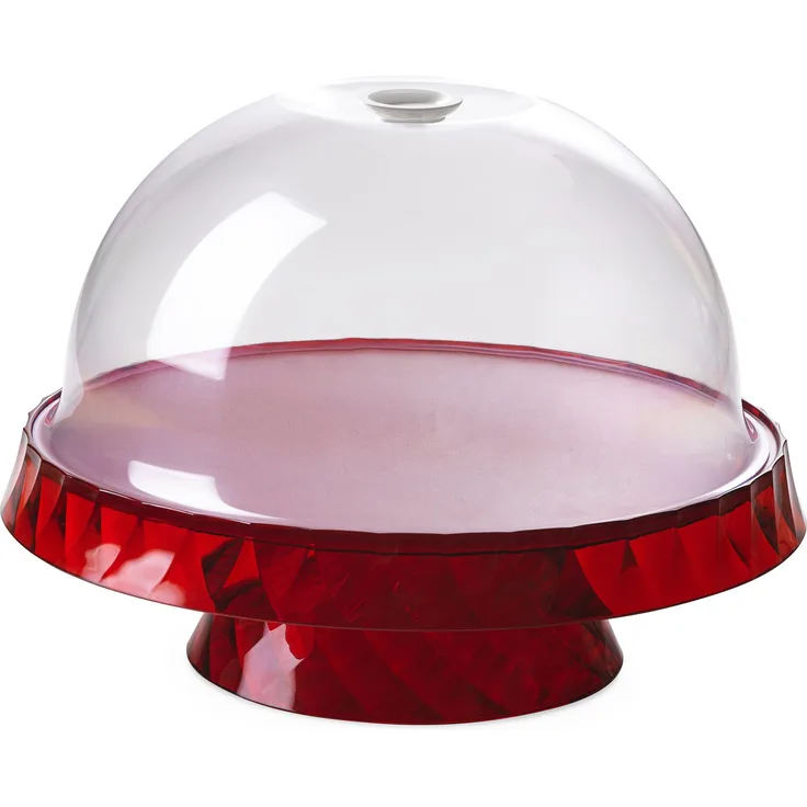 Kuchenform mit Aufzug und Deckel cm 36 transparent aus Acryl Rot