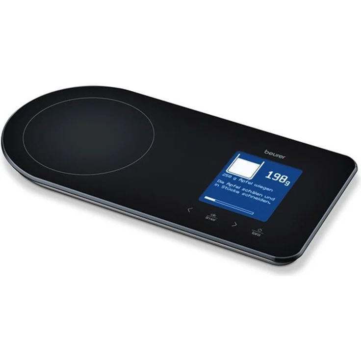 Beurer KS 800 Rezeptwaage, Küchenwaage mit Rezeptanzeige, Bluetoothverbindung zur Smartphone Rezepte-App, 5 kg Tragkraft, wiederaufladbarer Akku, schwarz – Bild 1