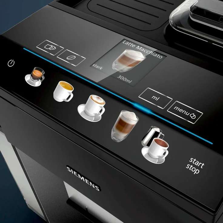 Siemens EQ.500 integral Kaffeevollautomat TQ505D09, einfache Bedienung, integriertes Mahlwerk und Milchsystem, zwei Tassen gleichzeitig, 1.500 Watt, schwarz – Bild 3