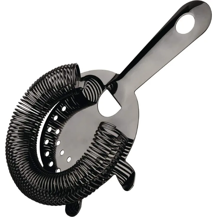 Olympia Hawthorne Cocktail Sieb 4 Zinken schwarz