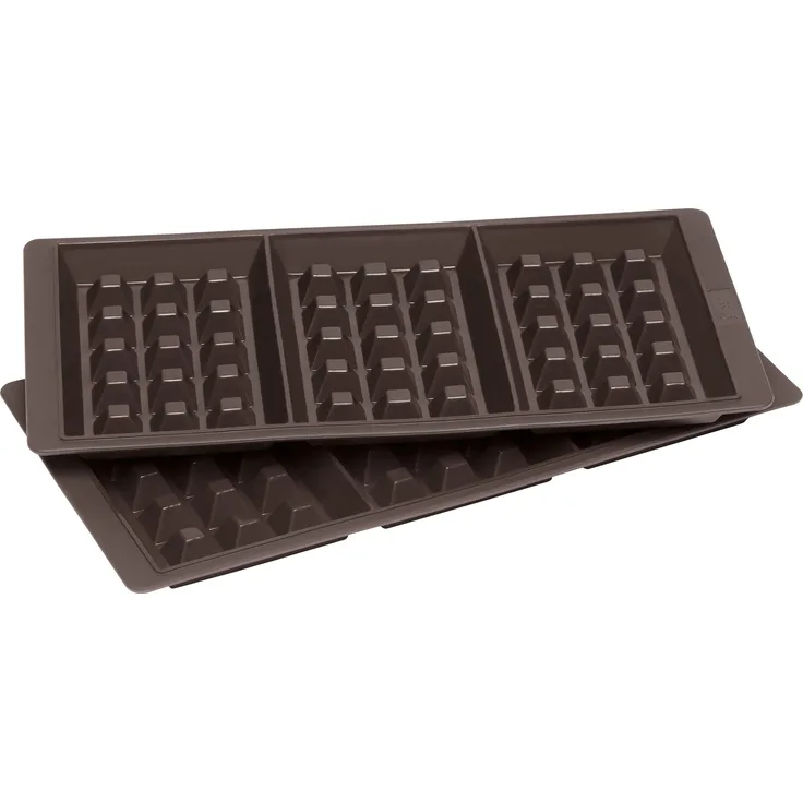 Lurch FlexiForm Waffel Silikonbackform, 3 Fach, 2er Set, Silikon, Braun, 29 x 15 x 3 cm