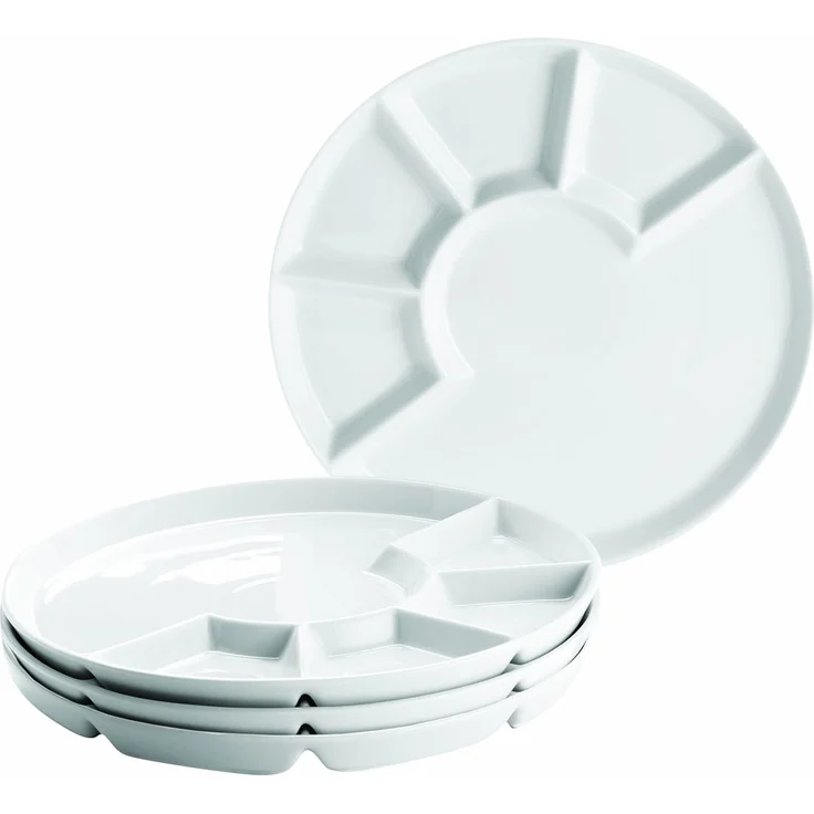 MÄSER 925600 Fondue-Teller Set für 4 Personen, ideal auch als Grillteller, weiß, Ø 24 cm, Porzellan – Bild 1