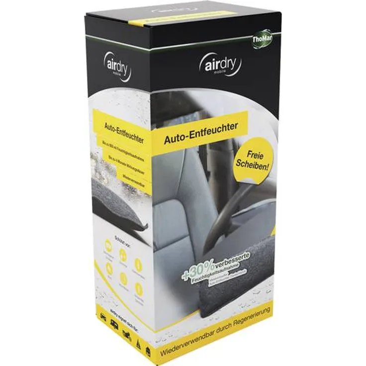 ThoMar airdry Classic Auto-Entfeuchter, Preis-Leistung: Sehr gut, Gegen beschlagene Scheiben, Nimmt bis 800 ml Feuchtigkeit auf, 100 Prozent mehr als Silica Gel, 1kg Luftentfeuchter wiederverwendbar