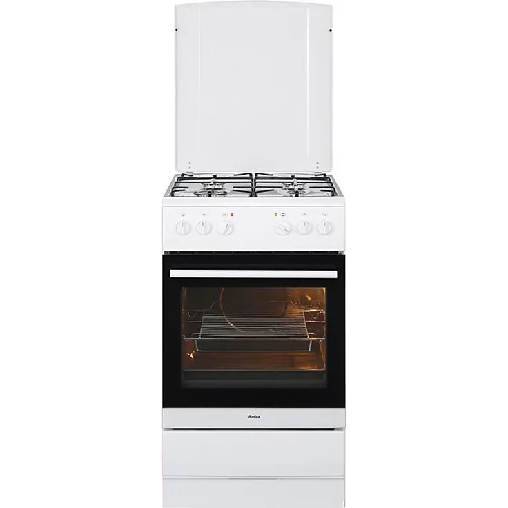 Amica SHEG 11557 W, Herd, A, Standgerät, Betriebsart Ofen elektrisch, Betriebsart Kochfeld Gas, Anzahl Kochfelder 4, Volumen 69 l, Breite 50 cm, Selbstreinigung nein, Ober-Unterhitze (konventionell)