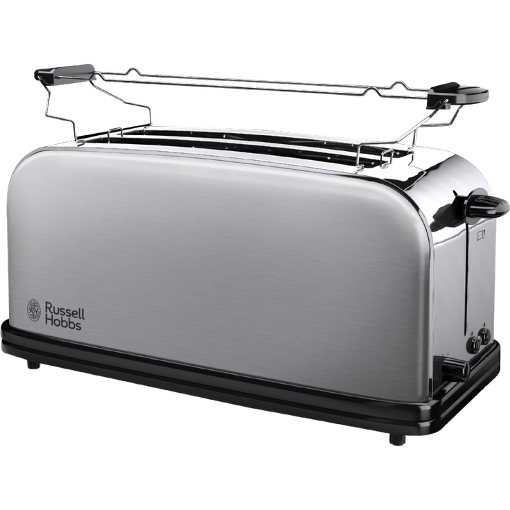 Russell Hobbs Toaster 2-Schlitz-Langschlitz Adventure, 2 extra breite Langschlitzkammern für 4 Toastscheiben, inkl. Brötchenaufsatz, 6 einstellbare Bräunungsstufen + Auftaufunktion, 1600W, 23610-56