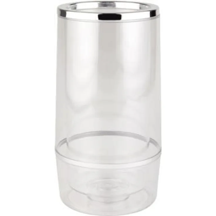APS 36032 Transparenter Doppelwandiger Flaschenkühler mit Chromrand, Ø 12-10 x 23 cm, Transparent