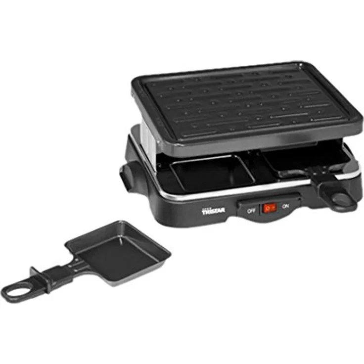 Tristar Raclette Grill- Tischgrill für bis zu 4 Personen - mit Ein-- Ausschalter und 4 Pfännchen, RA-2949