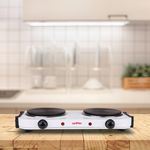 Grafner KP10879 Kochplatte doppelt 2000 Watt mit klappbaren Griffen Weiß - Preisvergleich