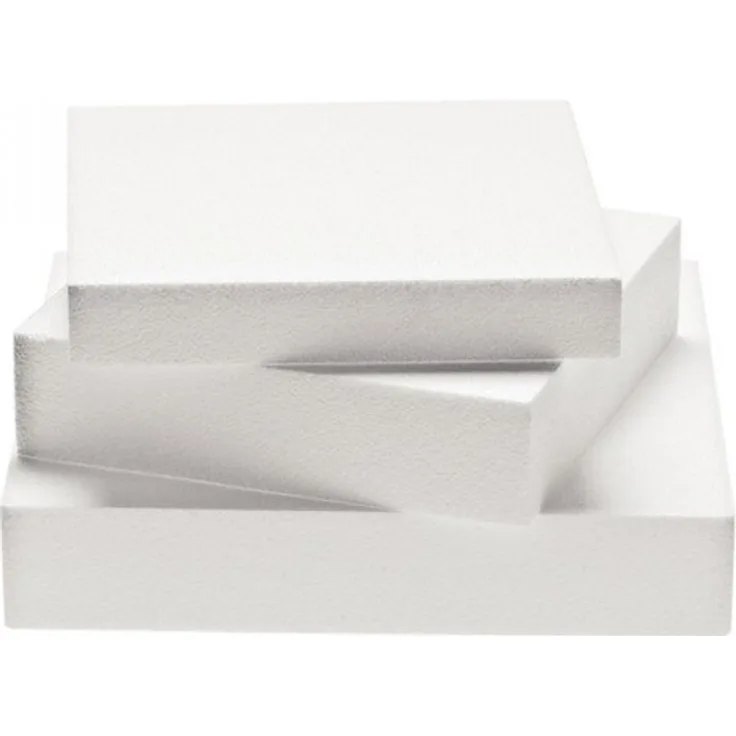 Decora Torten-Dummy aus Polystyrol, Quadratisch, beige, 30 x 30 x h7,5 cm