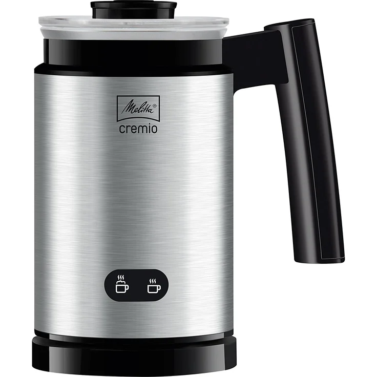 Melitta CREMIO 1014-03 Milchschäumer, 450W, 150ml Milchschaum, für kalte und warme Milch, antihaftbeschichteter Behälter, perfekter, feinporiger Milchschaum, silber – Bild 1