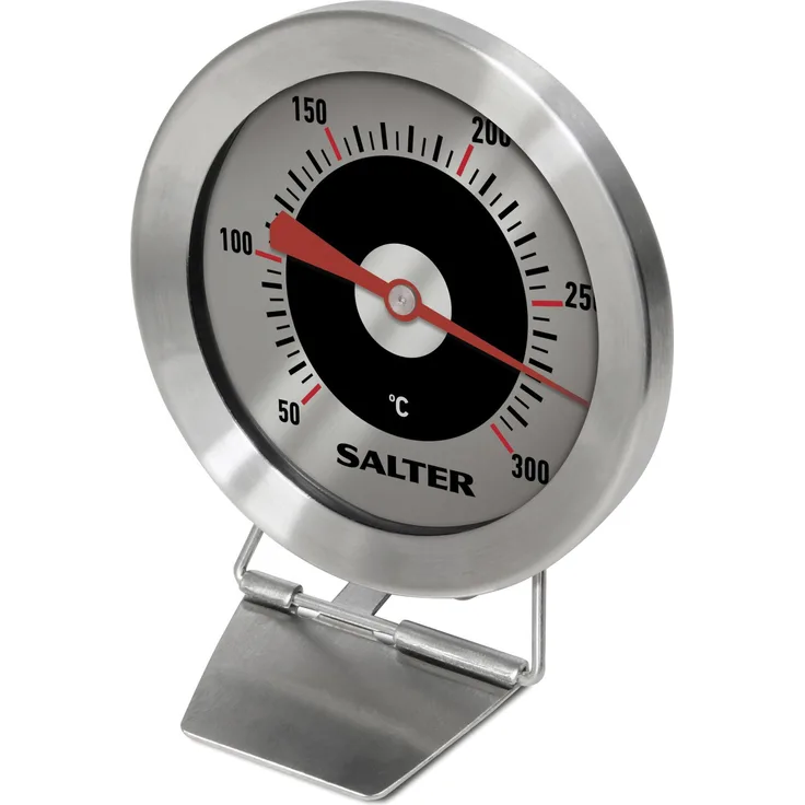 SALTER analoges Ofenthermometer, Küchenthermometer, Edelstahl, Finden Sie die ideale Gar- und Backtemperatur, Gut lesbare Anzeige, 30-300°C, Bimetall Sensor, Einstellbarer Fuß