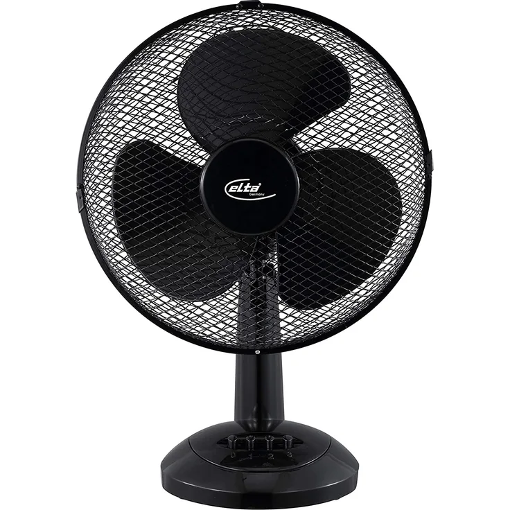 Elta Tischventilator 30 cm Ventilator 3 Stufen Standventilator Luftkühler, schwarz