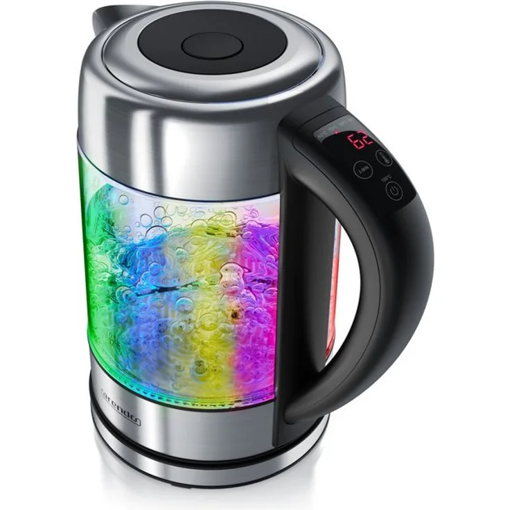 Arendo Wasserkocher BLOOM - 1,7L - 2200 W,Überhitzungsschutz, silber