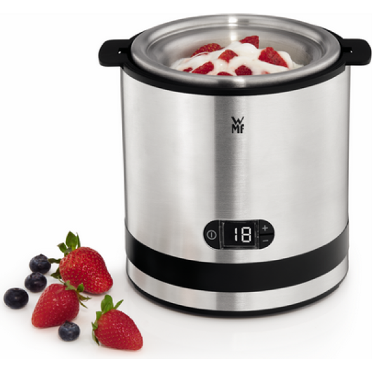 WMF KüchenMinis Eismaschine 3in1 - für Frozen Joghurt, Sorbet und Eiscreme, 12W, Gefrierbehälter 300 ml, 30-Minuten-Timer, silber