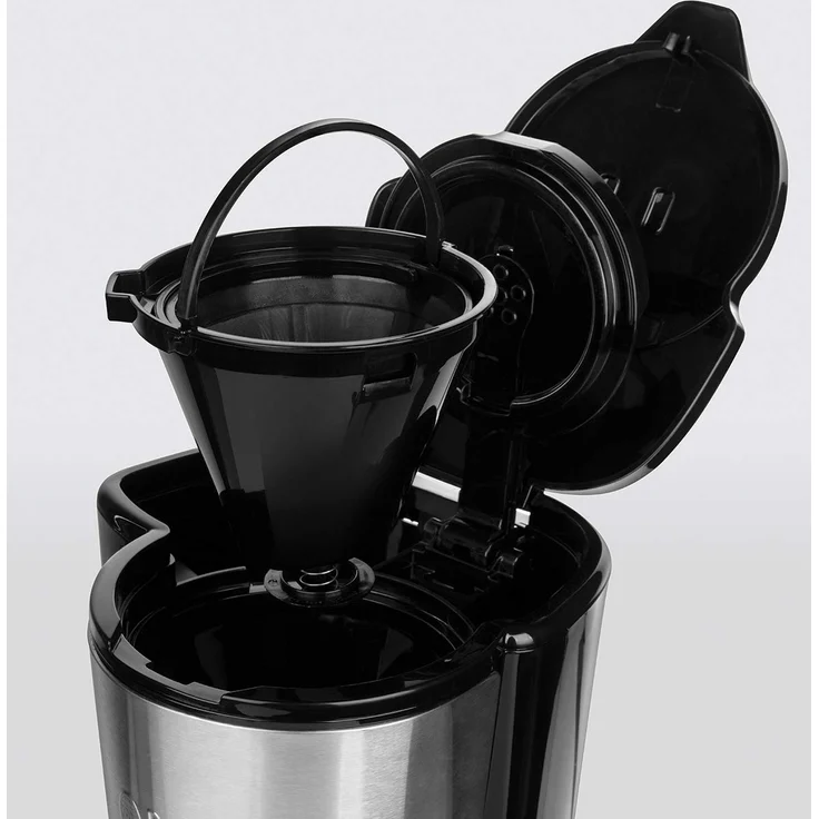 Russell Hobbs Mini-Kaffeemaschine Compact Edelstahl, 0,6l Glaskanne, bis 5 Tassen, platzsparend, Permanentfilter, Abschaltautomatik, 650 Watt, Warmhalteplatte, kompakte Filterkaffeemaschine 24210-56 – Bild 4