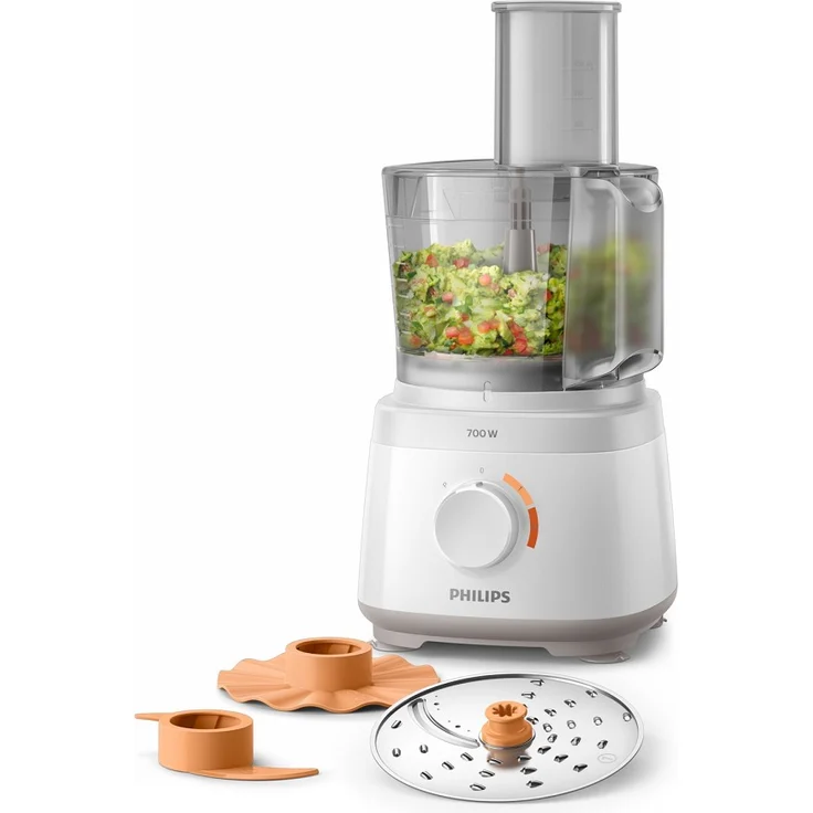 Philips HR7310/00 Foodprozessor, 700W, 3 Geschwindigkeiten, 2,1 Liter, Kunststoff, weiß – Bild 1