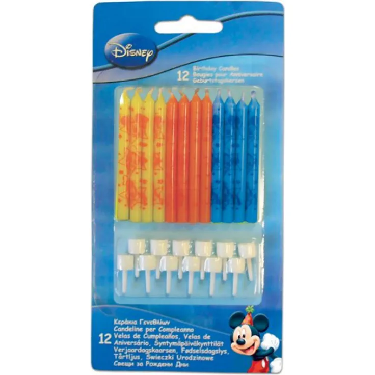 geburtstagskerzen Mickey Wachs gelb-orange 12 Stück