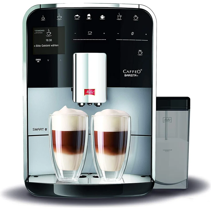 Melitta Caffeo Barista T Smart F830-101, Kaffeevollautomat mit Milchsystem und integriertem Mahlwerk, Smartphone-Steuerung mit Connect App, One Touch Funktion, Silber-Schwarz – Bild 1
