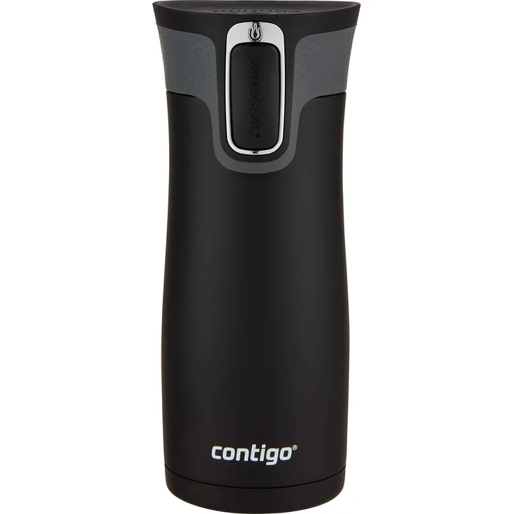 Contigo Thermobecher West Loop Autoseal, Edelstahl Isolierbecher, Kaffebecher to go, auslaufsicher, spülmaschinenfester Deckel BPA-frei, 470 ml , Black , 470 ml