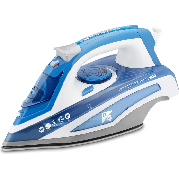 Di4 Vapore Stiro Blue 2800 2800-Dampfbügeleisen, Dreifaches Entkalkungsys, vertikal Bügeln, Blau?2800W