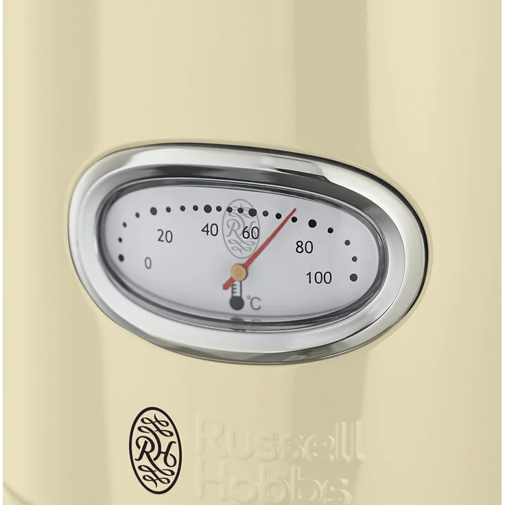Russell Hobbs Wasserkocher, Retro creme, 1,7l, 2400W, Schnellkochfunktion, Wassertemperaturanzeige im Retrodesign, Füllmengenmarkierung, optimierte Ausgusstülle, Vintage Teekocher 21672-70 – Bild 2