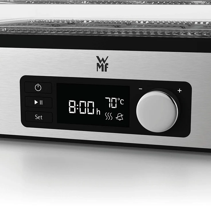 WMF Küchenminis Dörrautomat Edelstahl, Dörrgerät mit 5 Einlegefächern, 30-70°C, 250 Watt, 24h-Timer, Obsttrockner, Dehydrator, 2 Boxen, Müsliriegelform, bpa-frei – Bild 9