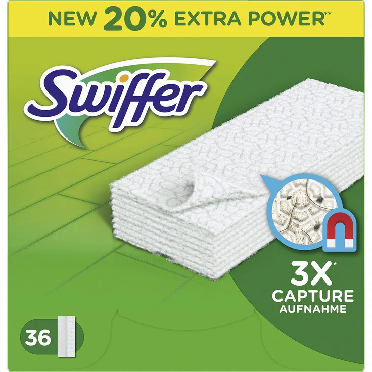 Swiffer Bodenwischer Trockene Bodentücher Nachfüllpackung, 6 er pack (6 x 36 Tücher)
