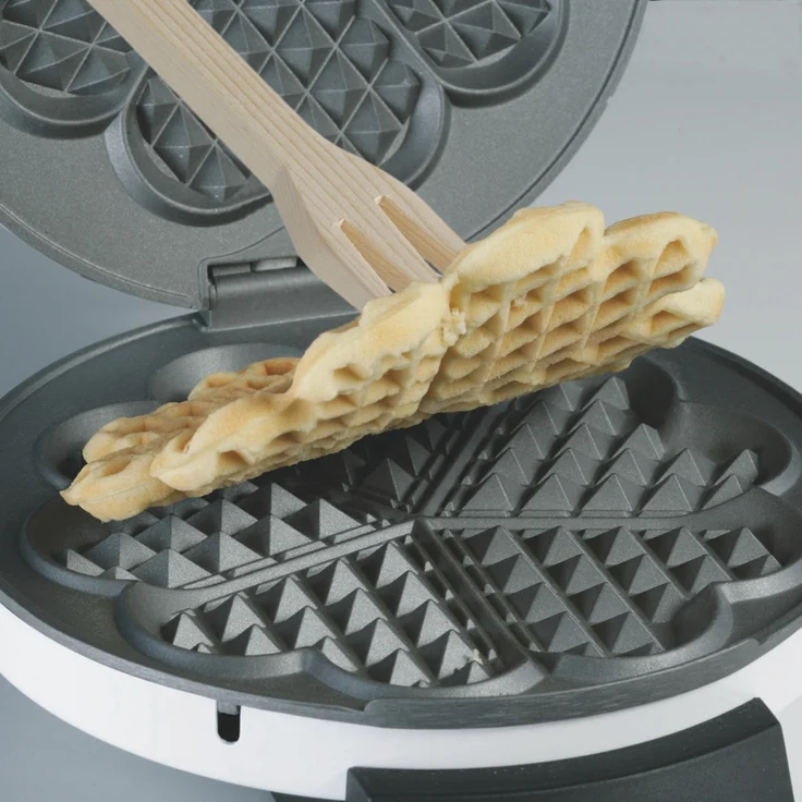 Cloer 171 Waffelautomat für für kuchenartige Waffeln - 930 W-Waffelgröße 16 cm-Backampel -, Metall, weiß – Bild 4