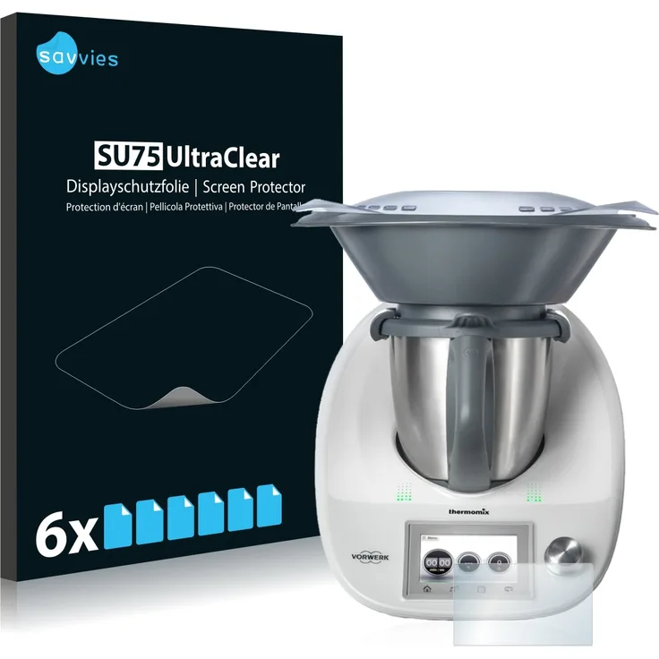 Savvies 6X Schutzfolie kompatibel mit Vorwerk Thermomix TM5 Displayschutz-Folie Ultra-transparent