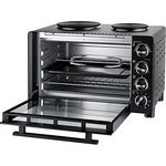 UNOLD 68885 KLEINKÜCHE All in One, 600-1.500 W, 30 L Volumen, Back-Grill-und Drehspießofen mit 2 Kochplatten, Metall, Schwarz