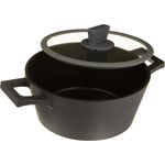 Uniware Kochtopf aus Aluminiumguss, 3-lagig, antihaftbeschichtet, mit Glasdeckel, entspricht FDA-Standard, weicher Griff, 24,1 cm