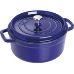 Staub 1102691 Cocotte-Bräter, rund mit Deckel 26 cm, 5,0 L, mit mattschwarzer lierung im Inneren des Topfes, dunkelblau